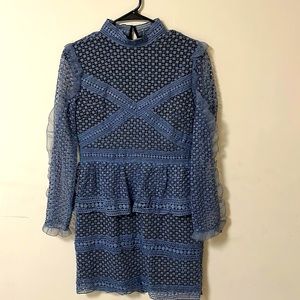 Aqua size S dressy blue lace mini